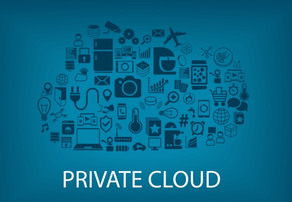 Private cloud - illustrazione grafica come concept per il cloud privato