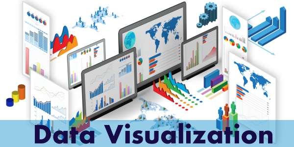 Data Visualization - Immagine con tanti esempi diversi di dashboard e grafici per la visualizzazione dei dati
