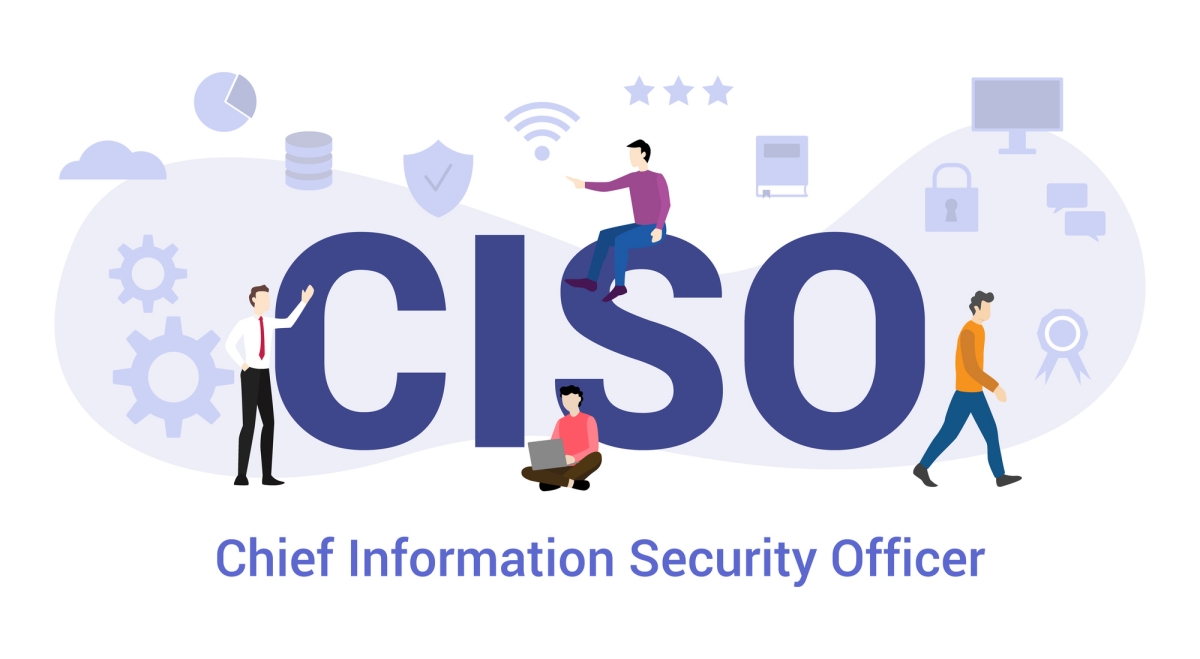 Immagine grafica con la scritta CISO - Chief Information Security Officer ed alcune icone che richiamano la cybersecurity ed il ruolo dei CISO